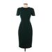 Calvin Klein Casual Dress - Sheath High Neck Short sleeves: Green Print Dresses - Women's Size 2