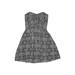 Aqua Cocktail Dress - Fit & Flare: Gray Damask Dresses - Women's Size Small