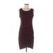 Leith Casual Dress - Sheath Scoop Neck Sleeveless: Burgundy Solid Dresses - Women's Size Medium