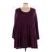 Torrid Casual Dress - Mini Scoop Neck Long sleeves: Burgundy Print Dresses - Women's Size 5X Plus