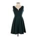 Alythea Casual Dress - A-Line V Neck Sleeveless: Green Solid Dresses - Women's Size Small