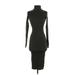 Casual Dress - Bodycon Turtleneck Long sleeves: Black Print Dresses - Women's Size Small