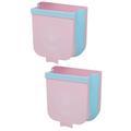 Gatuida 2 Pcs Trash Can Hanging Living Room Basket Storage Bucket Mini Wall Key Holder Hanging Garbage Can Car Trash Can Garbage Bag Holder Kitchen Trash Can Practical Container Pink Fold