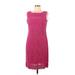 Adrianna Papell Casual Dress - Sheath: Pink Solid Dresses - Women's Size 12