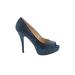 Enzo Angiolini Heels: Slip-on Stilleto Cocktail Blue Shoes - Women's Size 6 - Peep Toe