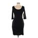 Sangria Casual Dress - Sheath Scoop Neck 3/4 sleeves: Black Print Dresses - New - Women's Size 10
