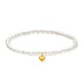 ZHOU LIU FU 18K Gold Heart Pearls Bracelet for Women, 750 Gold Jewelry Dainty Charm Gold Pearl Stretch Bracelet Mother Lovers Lady Teen Girls