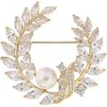 Brooch Delicate Leaf Brooches with Pearl Lapel Pin for Women Shawl Pin Art Collar Pin Jewelry Breastpins Shiny Collar Clips