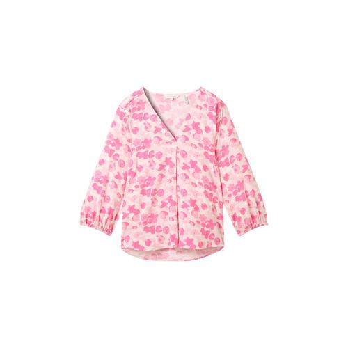 TOM TAILOR Damen Bluse mit V-Ausschnitt, rosa, Blumenmuster, Gr. 38