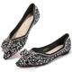 Zelaprox Women's Flats Shoes Rhinestone Pointed Toe Flats Comfort Low Wedge Dressy Flats Silver Bowknot Flats Light Weight Casual Ballet Shoes, Dark, 5.5 UK
