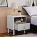 1-Drawer Bedside Table Night Stand Storage Cabinet With Open Shelves