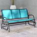 Outsunny 3-Person Patio Glider Bench, Outdoor Porch Glider Swing with 3 Seats, Breathable Mesh Fabric, Metal Frame, Light Mixed