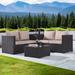 SANSTAR 4-Piece Patio Rattan Sectional Sofa Set with Storage Box and Glass Coffee Table