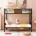 Twin Over Twin Bunk Bed With Safety Rail,Built-in Ladder,Multi-scene Use