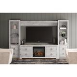 Signature Design by Ashley Willowton Whitewash 4-Piece Entertainment Center with Electric Fireplace - 113"W x 15"D x 73"H