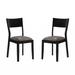Set of 2 Padded Leatherette Dining Chairs in Black and Gray Finish
