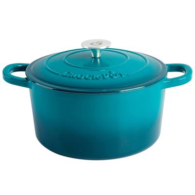 7 Quart Round Enameled Cast Iron Dutch Oven with Lid in Teal