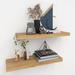 Oak Floating Shelves for Wall，24in Wall Mounted Display Ledge Shelves Perfect for Bedroom, Bathroom