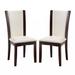 Set of 2 Padded White Leatherette Dining Chairs in Dark Cherry and White