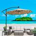 10 ft Outdoor Patio Umbrella Solar Powered LED Lighted Sun Shade Market Waterproof 8 Ribs Umbrella with Crank and Cross Base