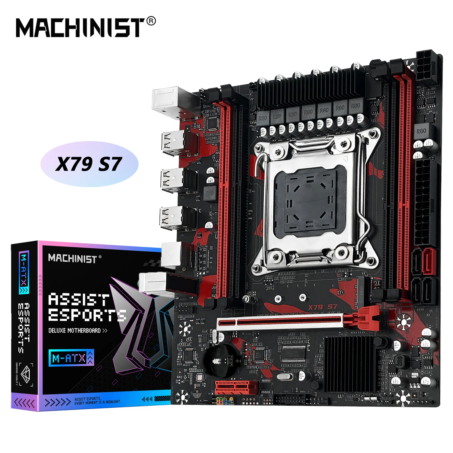 MACHINIST X79 S7 Motherboard unterstützt Intel Xeon E5 v1 & v2 LGA 2011 CPU-Prozessor DDR3 REG ECC RAM Zweikanal-Mainboard Image