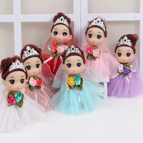 12cm Handgemachte Mini Bunte Braut Puppen Spielzeug Hochzeit Kleid Kleines Mädchen Puppe