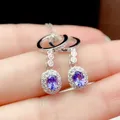 CoLife Jewelry Silver Tanzanite Drop Earrings 4mm*5mm Natural Tanzanite Silver Earrings for Party