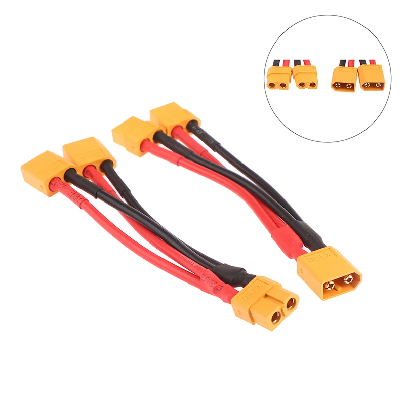 1pc XT60 Parallel Batterie Stecker Männlich/Weiblich Kabel Dual Verlängerung Y Splitter 14AWG Silikon Draht für RC Motor Image