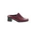 Madeline Mule/Clog: Slip-on Chunky Heel Classic Burgundy Print Shoes - Women's Size 8 1/2 - Round Toe