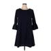 Nina Leonard Casual Dress - A-Line: Blue Solid Dresses - New - Women's Size X-Large