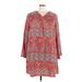 Emery Rose Casual Dress - Mini V Neck 3/4 sleeves: Red Dresses - Women's Size 4X