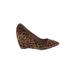 Franco Sarto Wedges: Brown Leopard Print Shoes - Women's Size 7 1/2 - Pointed Toe