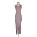 Pamela Brown Casual Dress - Slip dress: Purple Marled Dresses - Women's Size Small