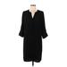 White House Black Market Casual Dress - Shift V-Neck 3/4 sleeves: Black Solid Dresses - Women's Size 6