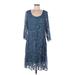 Soft Surroundings Casual Dress: Blue Acid Wash Print Dresses - Women's Size Medium