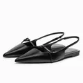 Sandales noires à bride arrière pour femmes mules de bureau à la mode chaussures plates