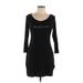 Bebe Casual Dress - Sheath Scoop Neck 3/4 sleeves: Black Print Dresses - Women's Size Large