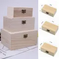 Boîtes de rangement à charnière carrée en bois uni boîte-cadeau artisanale fournitures pour la