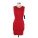 Lulus Casual Dress - Bodycon Crew Neck Sleeveless: Red Solid Dresses - New - Women's Size Medium