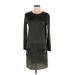 Cos Casual Dress - Shift Crew Neck Long sleeves: Black Print Dresses - Women's Size Small
