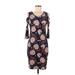 Love Chesley Casual Dress - Sheath Scoop Neck 3/4 sleeves: Blue Floral Dresses - Women's Size Medium