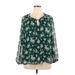 LC Lauren Conrad Long Sleeve Blouse: Green Floral Tops - Women's Size 2X-Large