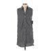 Ellen Tracy Casual Dress - Mini Collared Sleeveless: Gray Stripes Dresses - New - Women's Size Small