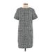 Ann Taylor Casual Dress - Shift Crew Neck Short sleeves: Gray Print Dresses - New - Women's Size 4