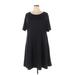 Lands' End Casual Dress - A-Line Scoop Neck Short sleeves: Black Solid Dresses - Women's Size 2X