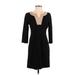 Talbots Casual Dress - Sheath V-Neck 3/4 sleeves: Black Color Block Dresses - Women's Size 4 Petite