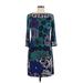 Ali Ro Casual Dress - Sheath High Neck 3/4 sleeves: Blue Floral Dresses - Women's Size 6