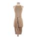 Forever 21 Casual Dress - Bodycon High Neck Sleeveless: Tan Print Dresses - Women's Size Small