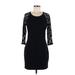 Express Casual Dress - Sheath Scoop Neck 3/4 sleeves: Black Print Dresses - Women's Size Large