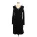 Trouble at the Mill Casual Dress V-Neck Long sleeves: Black Print Dresses - Women's Size Medium